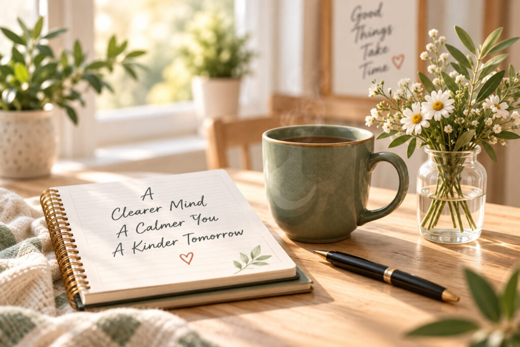 Cup of coffee and Journaling 