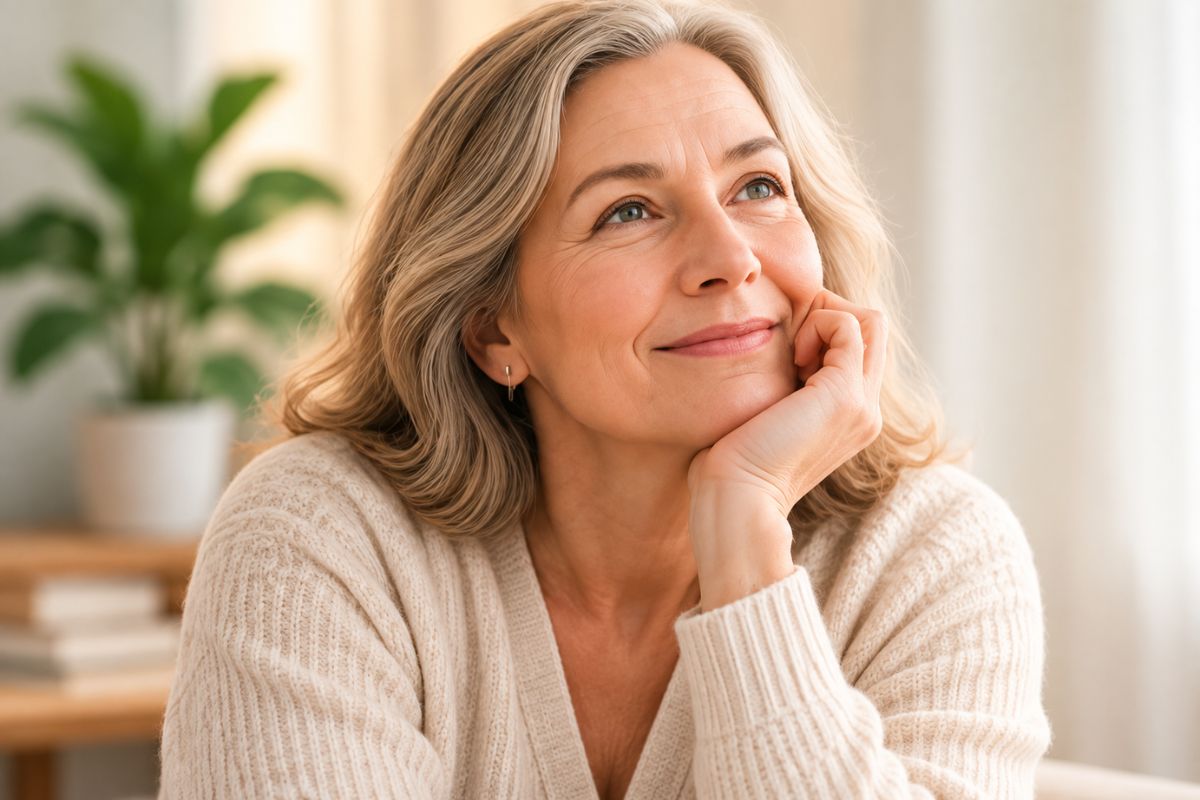 Calm woman with her thoughts